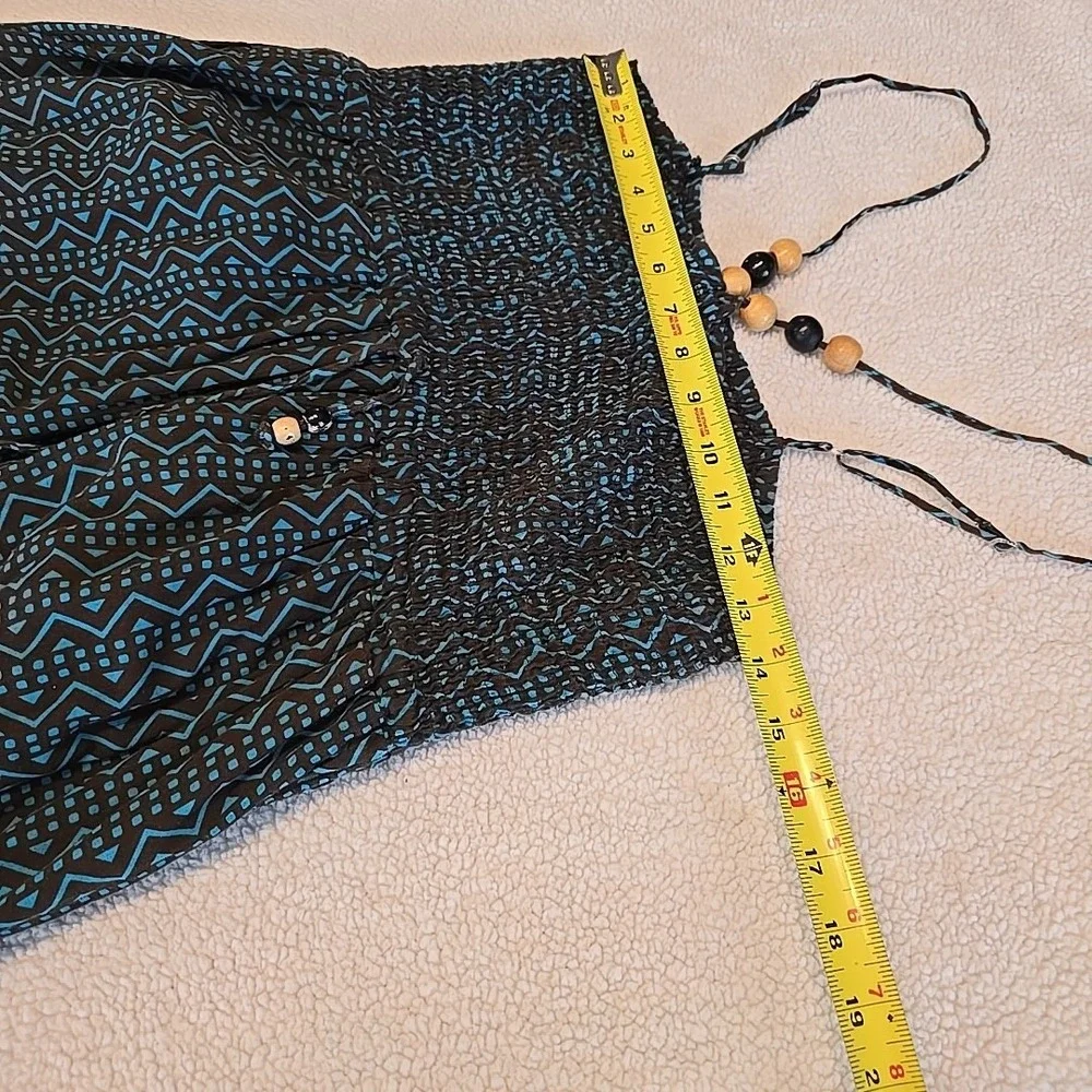 Funky People Dress Sz M Boho Hippie Festival Smock Bodice Wood Beads Bubble Hem‎
